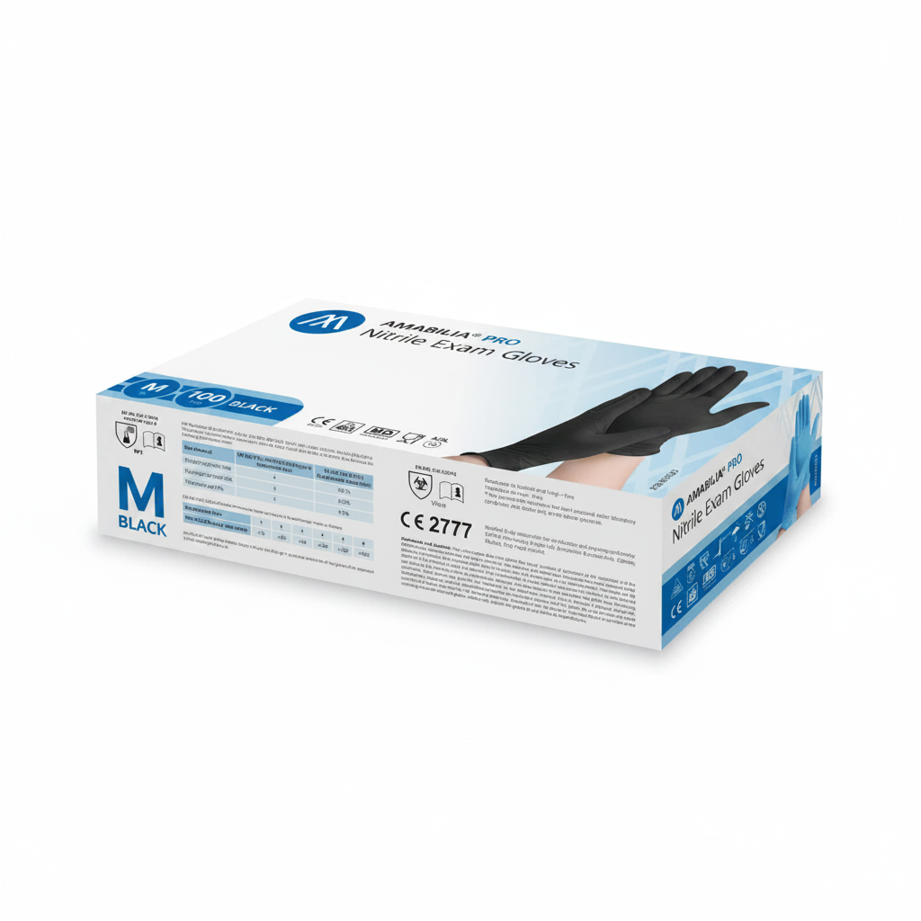Amabilia Pro Nitrile Gloves - Black