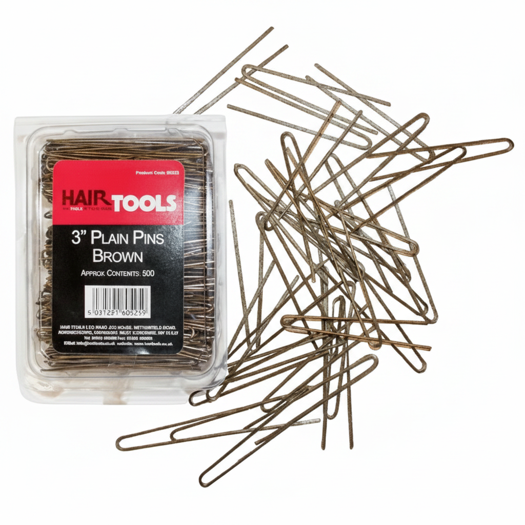 Hair Tools 3" Plain Pins Brown